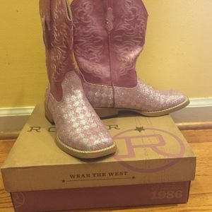 Roper Kid's Pink Checkered Western Boots Size 2